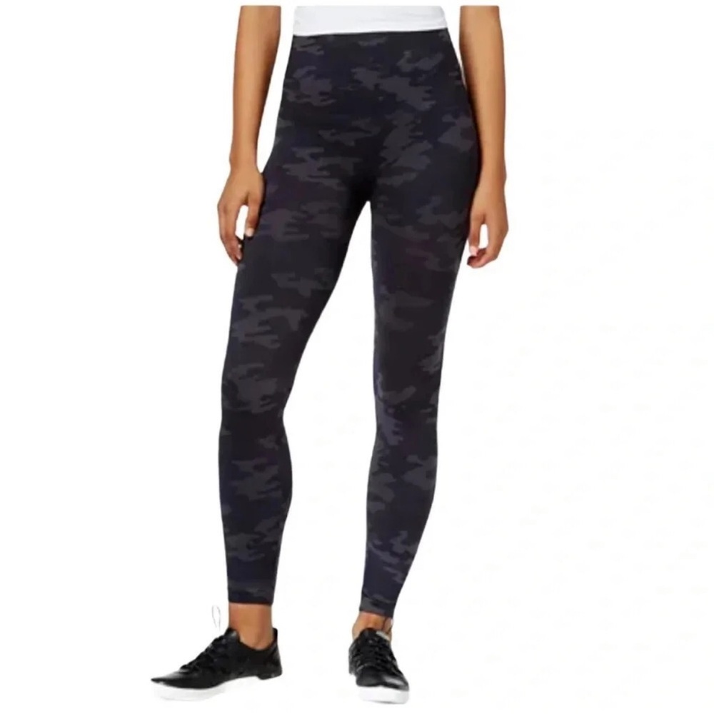 SPANX Seamless Leggings Tummy Control Gray Black Camo M